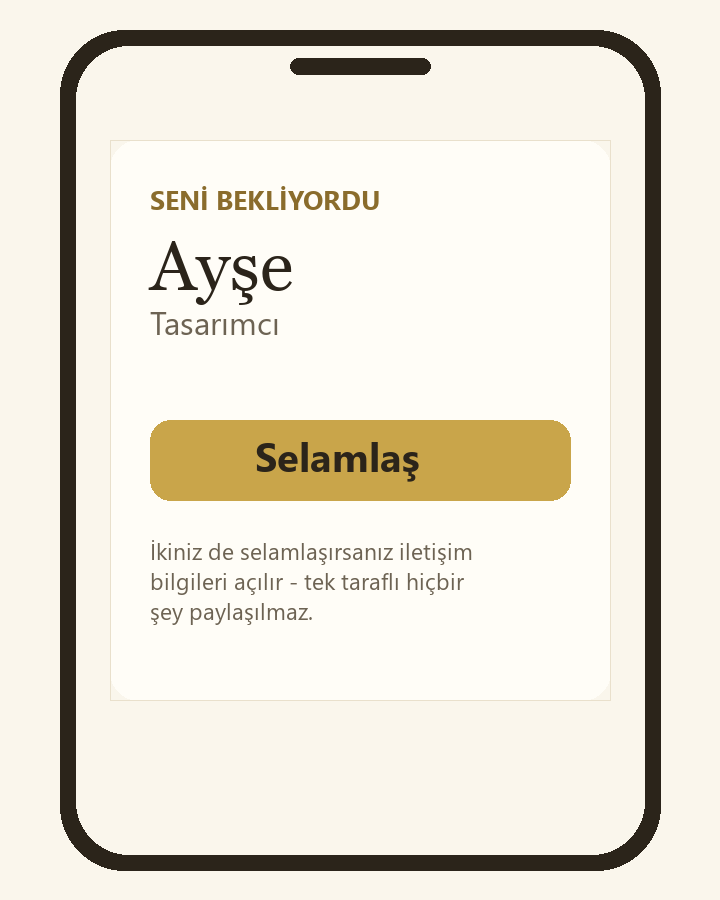 Selam kartı arayüzü — seni bekliyordu, Ayşe